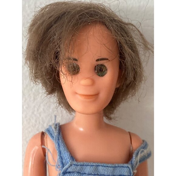 1973 Mattel SUNSHINE FAMILY MOM DAD Dolls Red Floral Dress Blue Overalls Vintage - Picture 11 of 16